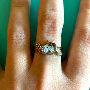 🆕OWL RING WITH CRYSTAL RHINESTONES- Silver and Gold Plated- Size 9